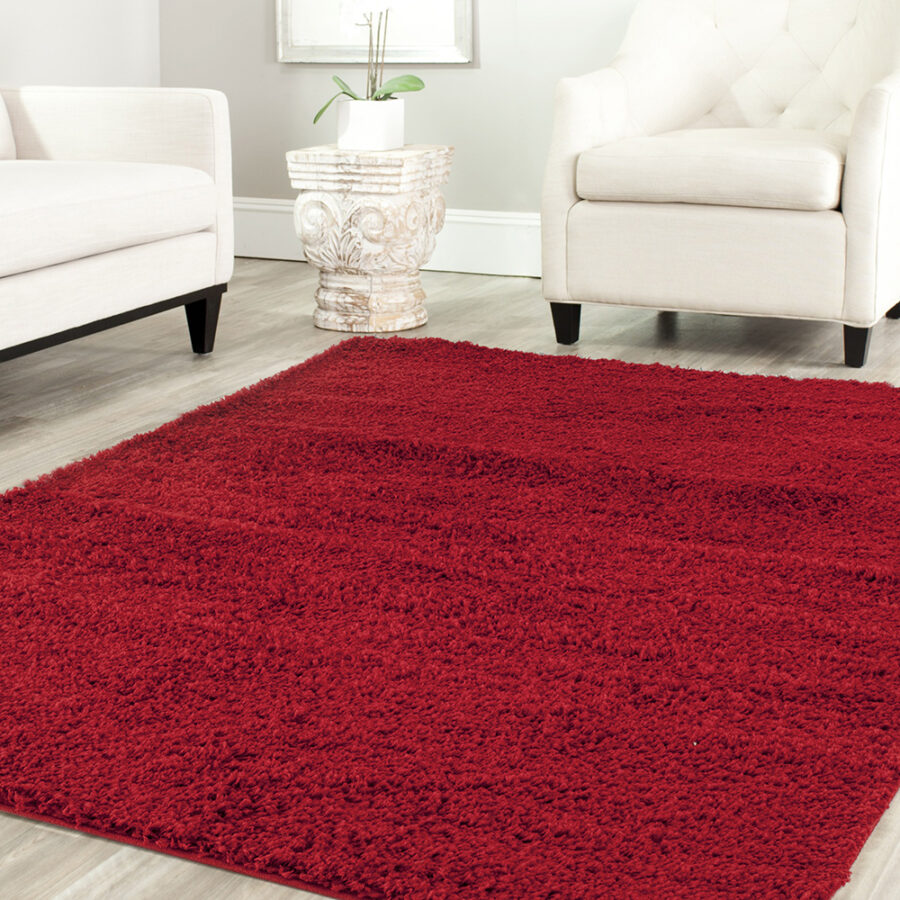 שטיח שאגי מלבני - אדום