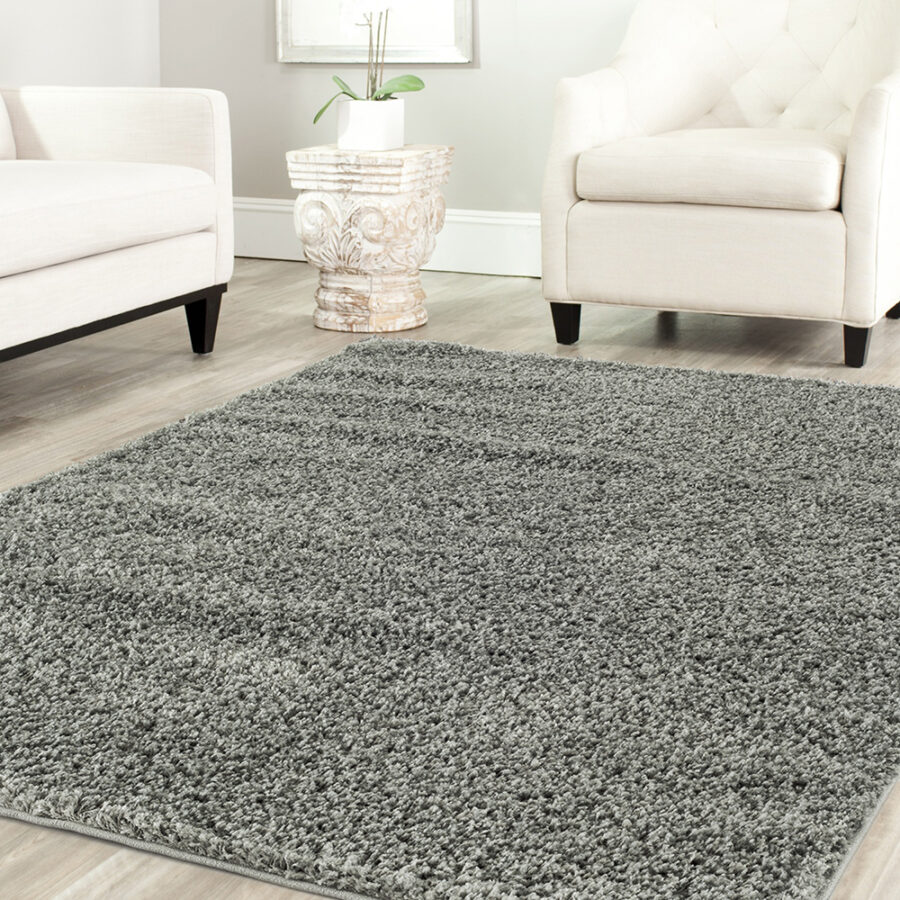 שטיח שאגי מלבני - אפור