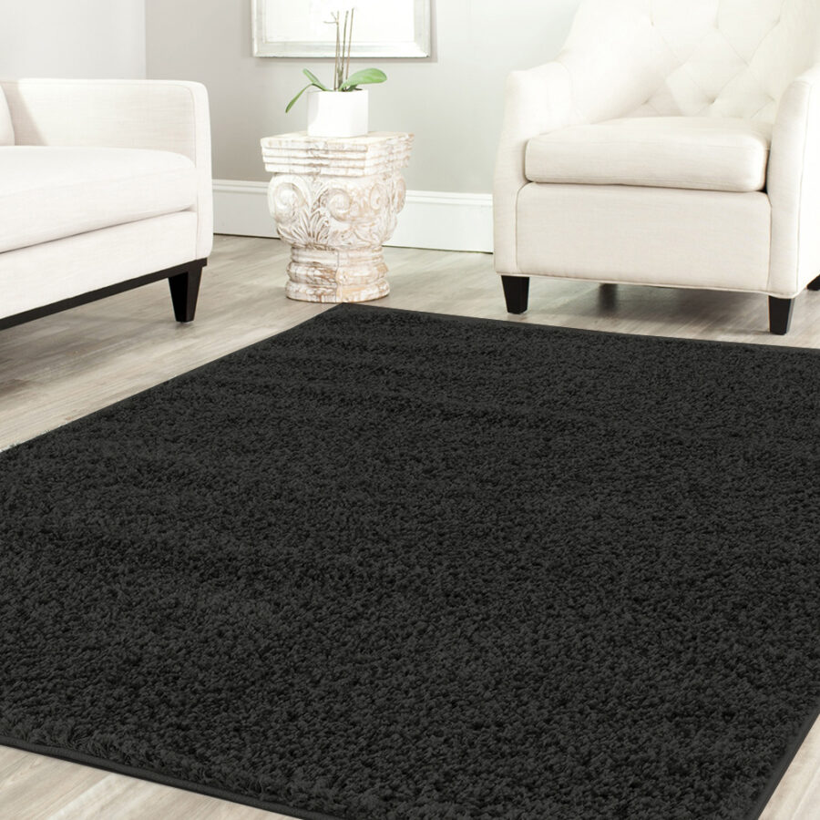 שטיח שאגי מלבני - שחור