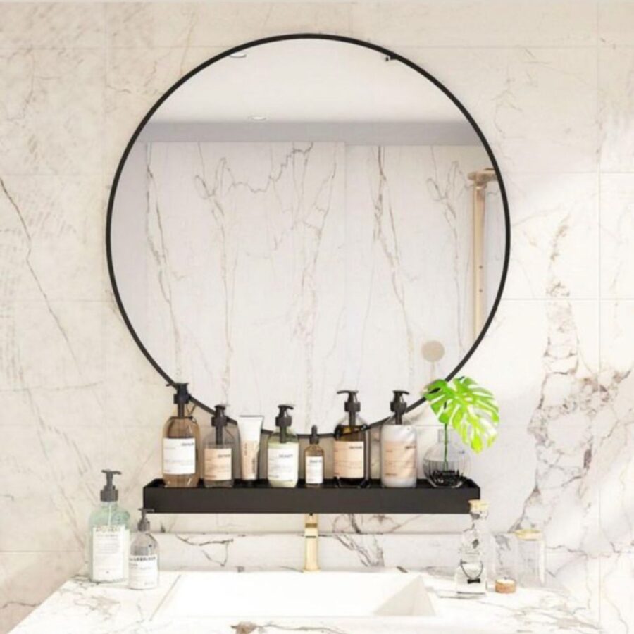 מראה עגולה מסגרת מתכת - שחור