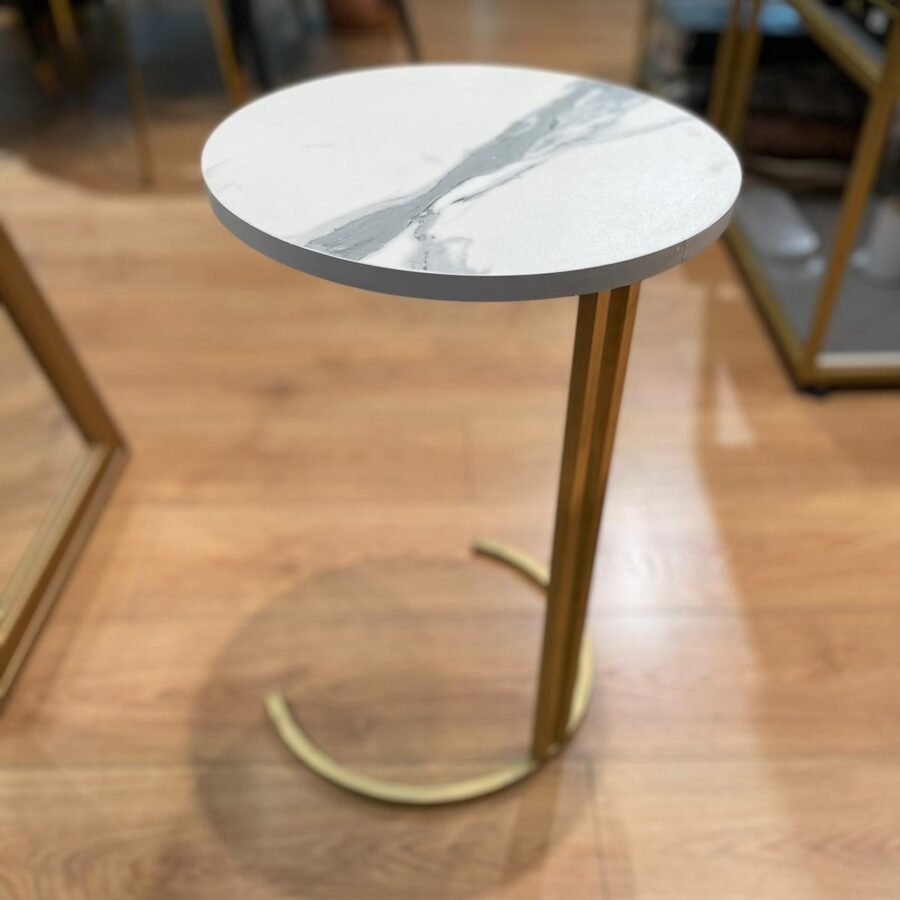 שולחן צד/נשכן שיש לבן זהב