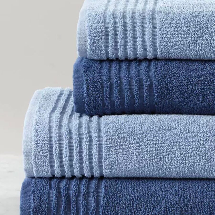 סט 4 מגבות אמבט 100% כותנה - תכלת + כחול ג'ינס