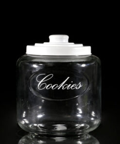 צנצנת עוגיות זכוכית - מכסה לבן