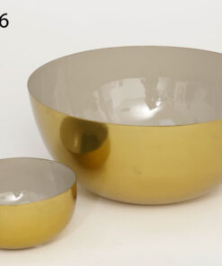 קערת הגשה - בראס זהב ציפוי פנימי קרם