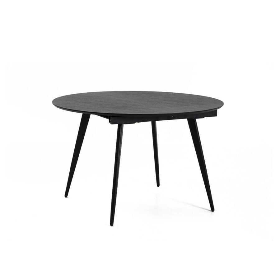 פינת אוכל עגולה  נפתחת עץ שחור  - אנדרו 120+40 ס"מ