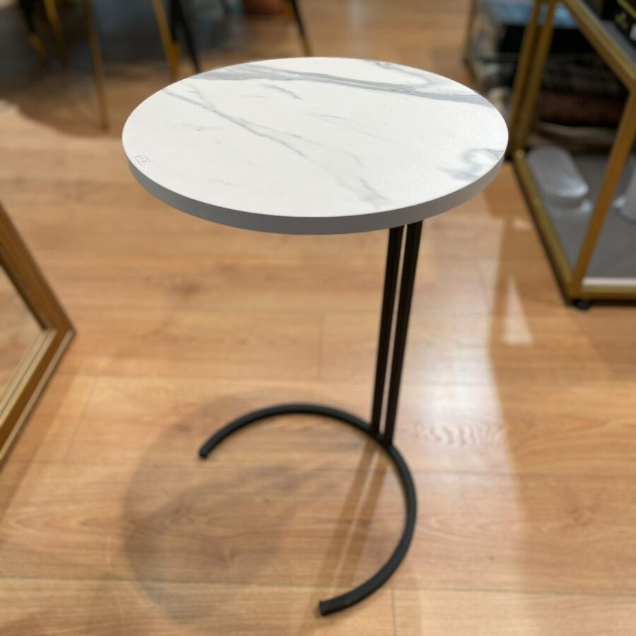 שולחן צד/נשכן שיש לבן שחור