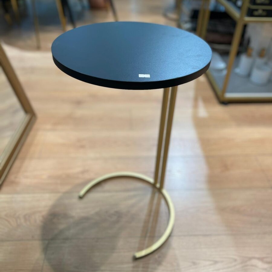 שולחן צד/נשכן פרומייקה עץ שחור רגל זהב