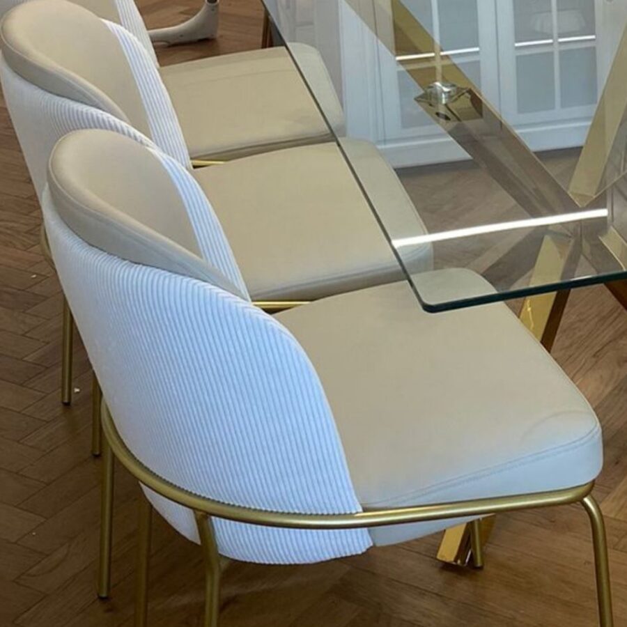 כיסא פינת אוכל "מיאל" שמנת/זהב