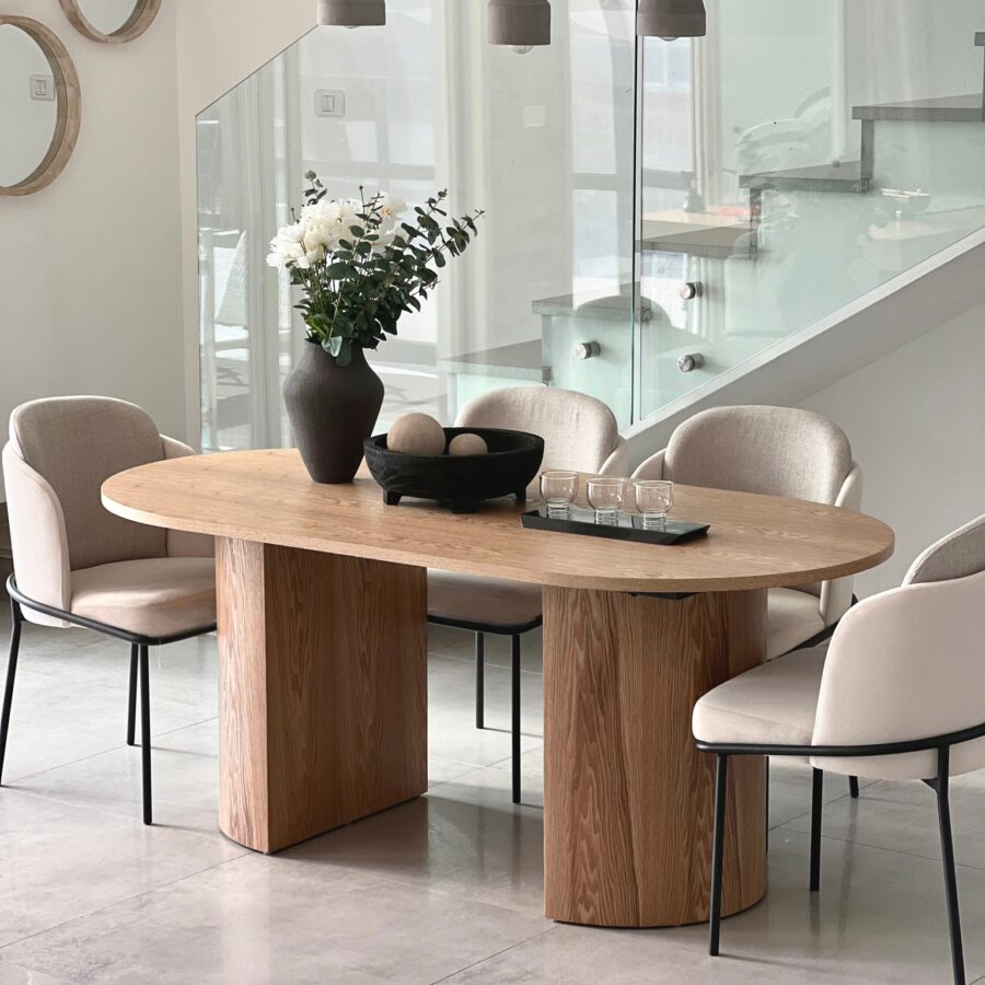 פינת אוכל אובלי דגם "ליאן" - טבעי