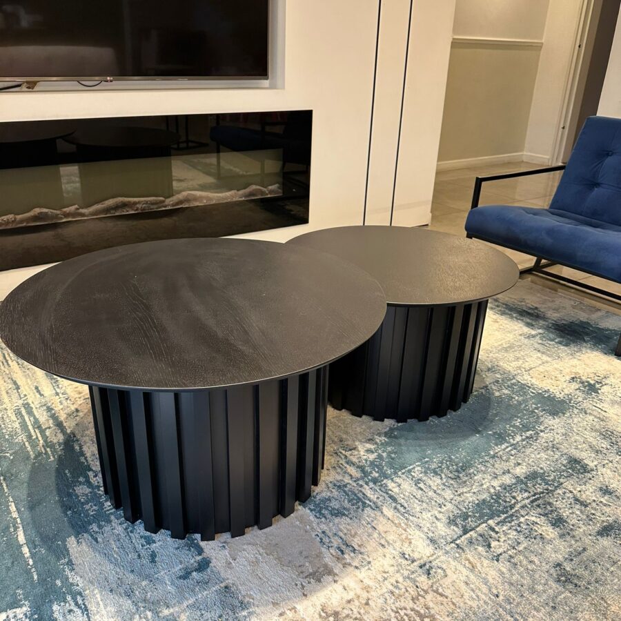 זוג  שולחנות סלון "NAYA " - עץ שחור מחוספס