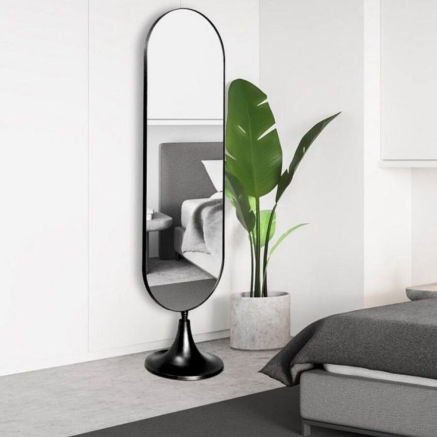 מראת גוף אובלית על רגל 50/180 ס"מ - שחור