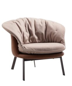 כורסא שירלי ארוג אפור גב עור חום