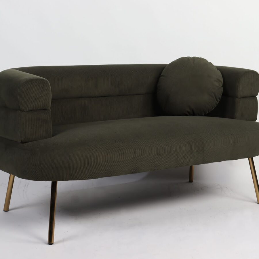 כורסא רנה קורדרוי ירוק רגל זהב  - זוגי