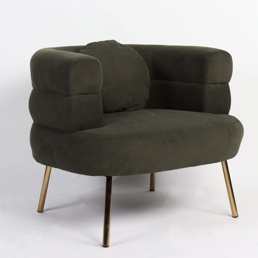 כורסא רנה קורדרוי ירוק רגל זהב  - יחיד