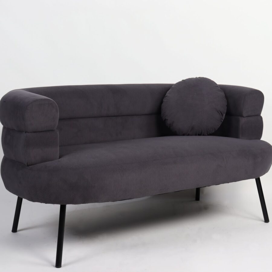 כורסא רנה קורדרוי אפור רגל שחורה  - זוגי