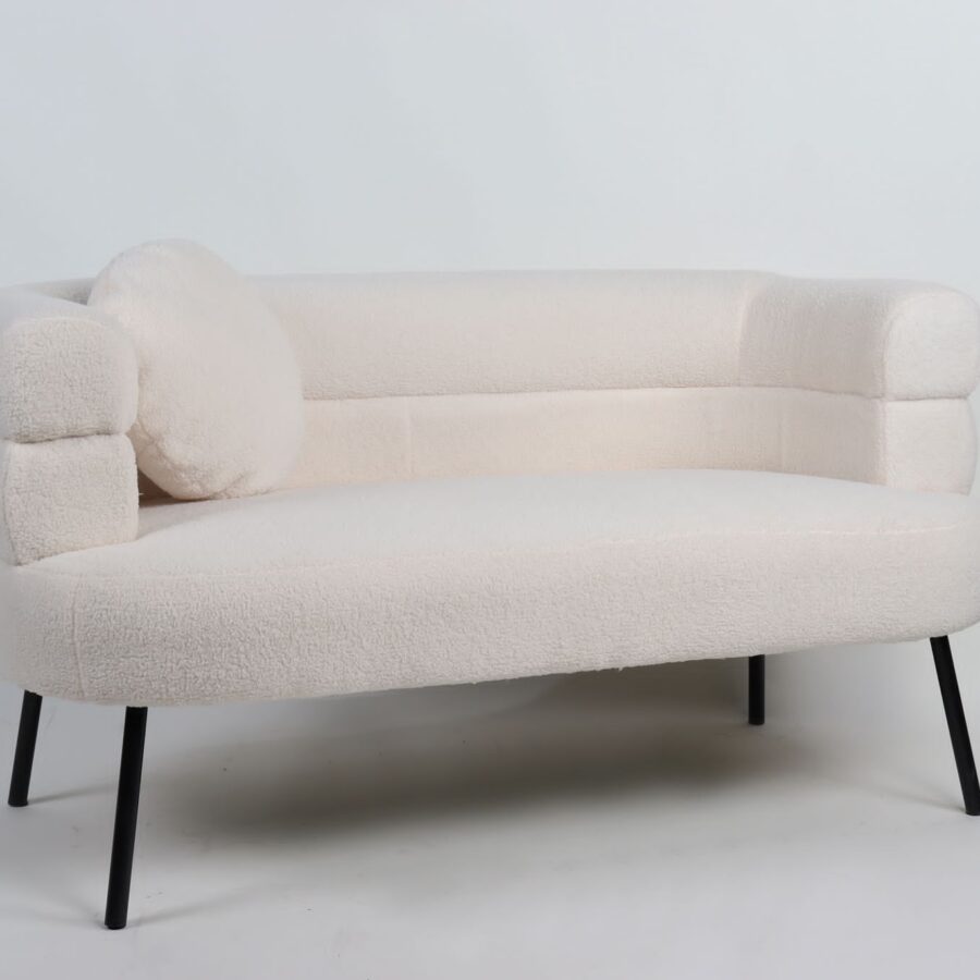 כורסא רנה בוקלה בז' רגל שחורה - זוגי