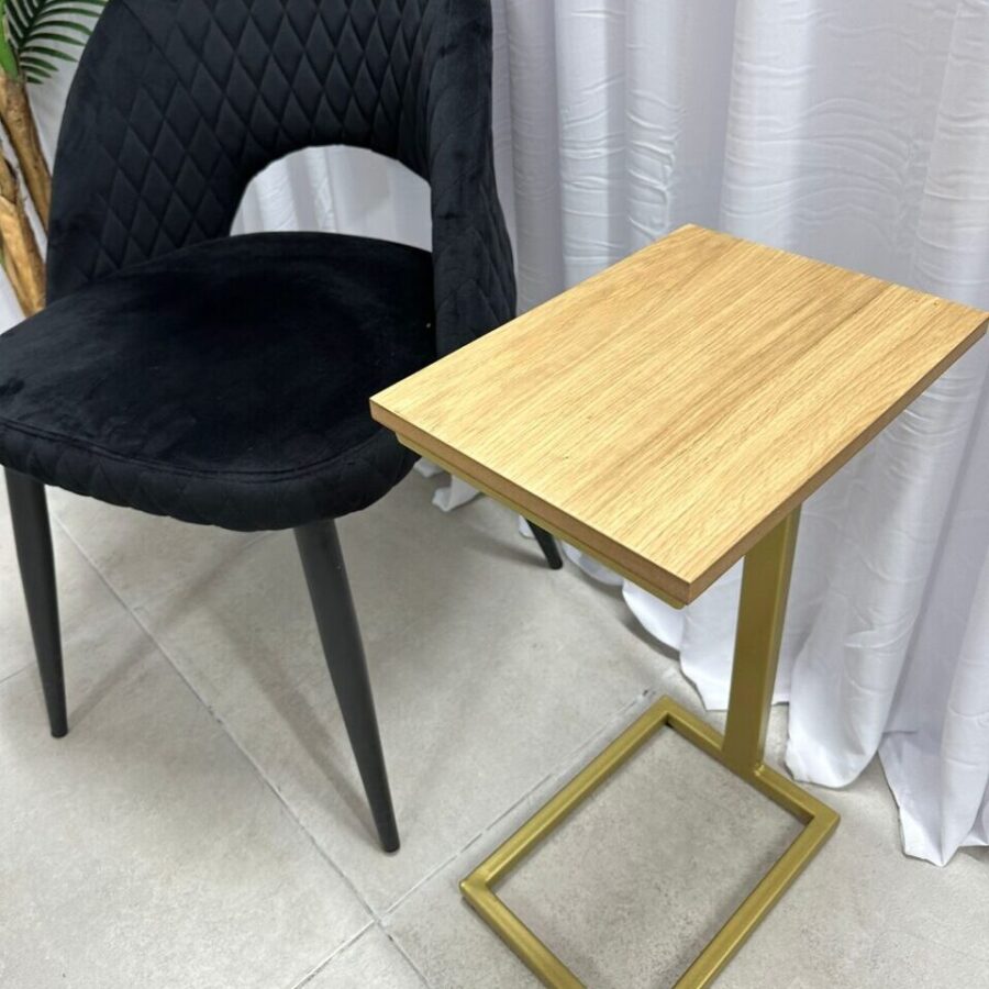 שולחן צד/נשכן - עץ רגל זהב