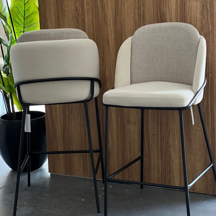 כסא בר "מיאל" - שמנת/אפור