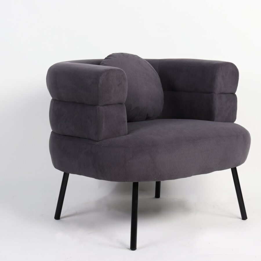 כורסא רנה קורדרוי אפור רגל שחורה  - יחיד
