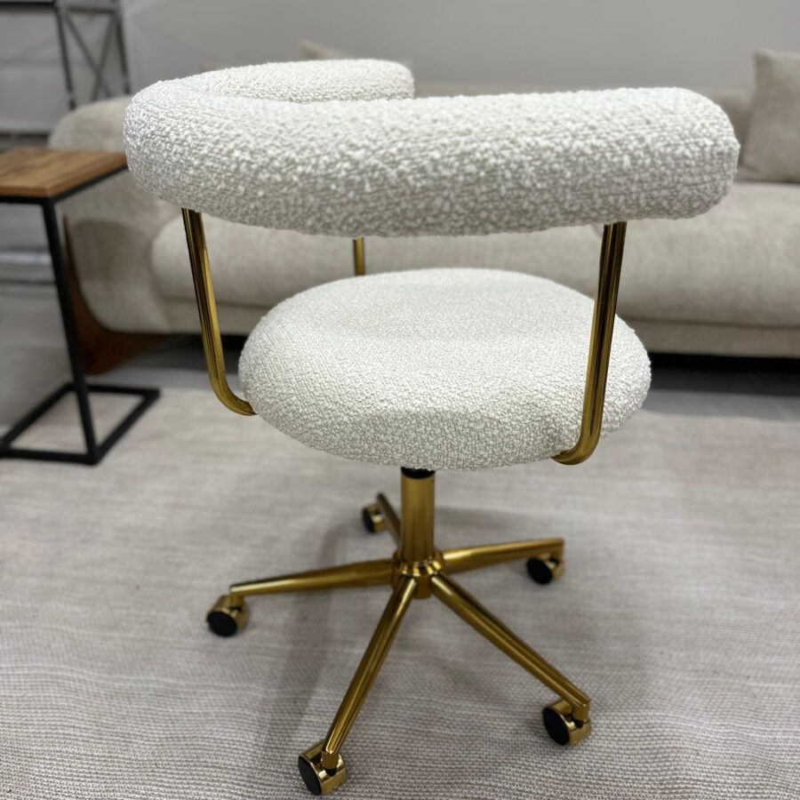 כסא משרד דייזי - בוקלה לבן זהב