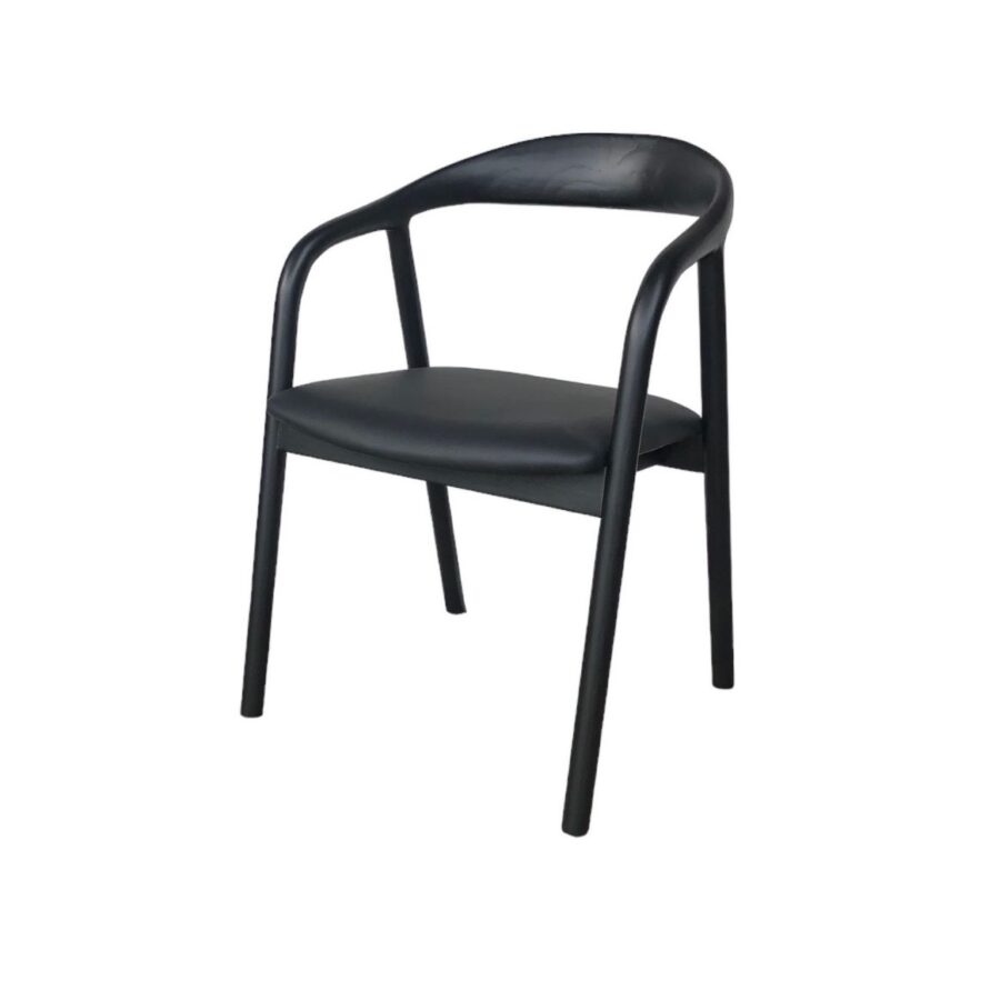 כסא אוכל ג'ורדן - שחור מושב עור שחור
