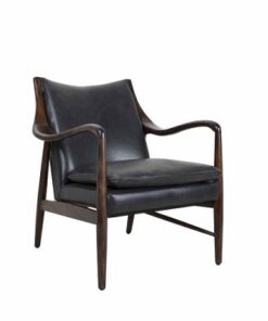 כורסא עור פטריק - שחור ידיות כהות