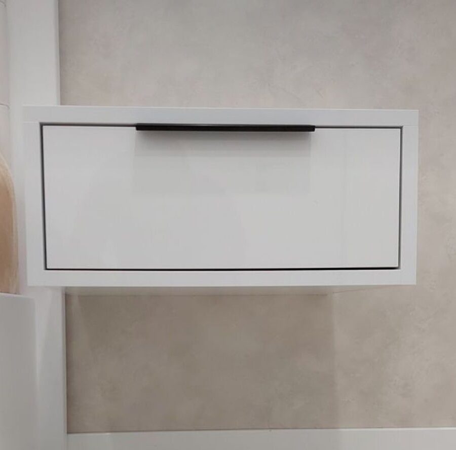 שידת צד "NIL" מרחפת עם ידית - לבן