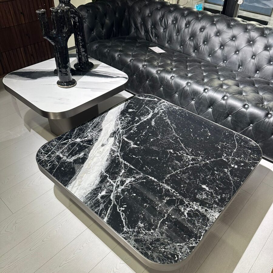 שולחן קפה שיש בליני -שחור נמוך