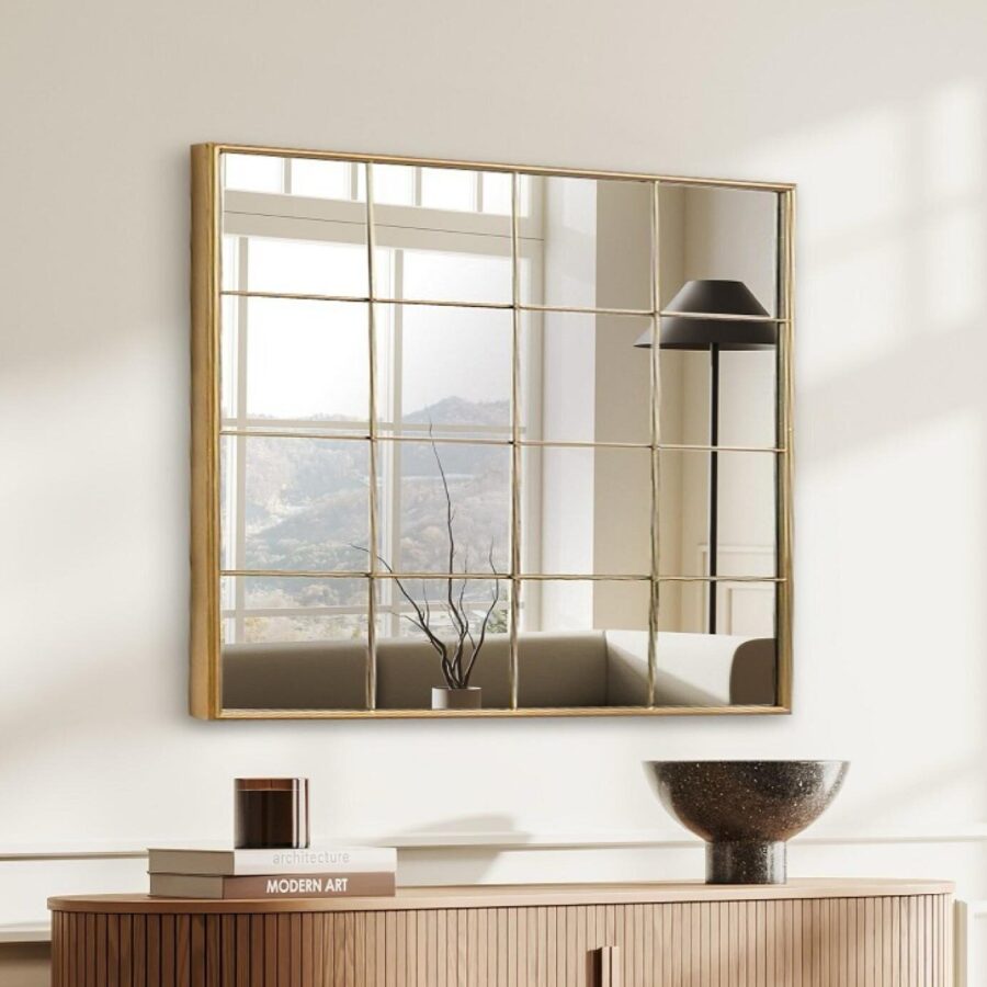 מראה ריבועים זהב - 75/100 ס"מ