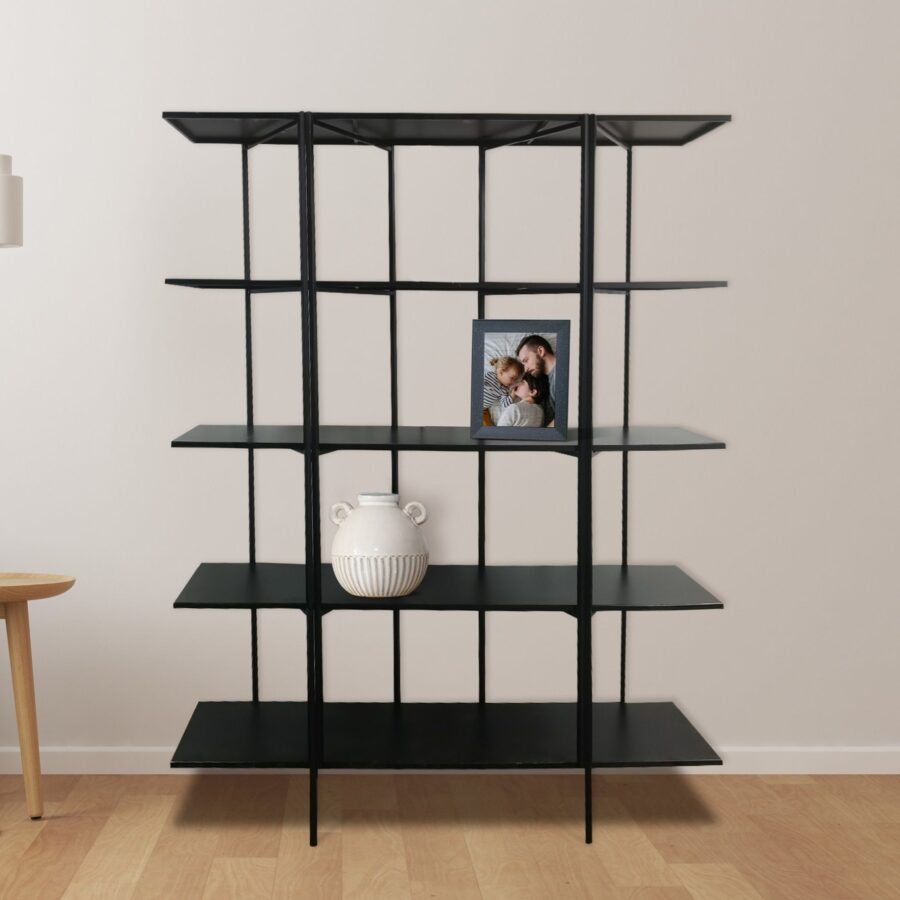 כוננית ברזל מדפים מלבנים 180/190 ס"מ - שחור