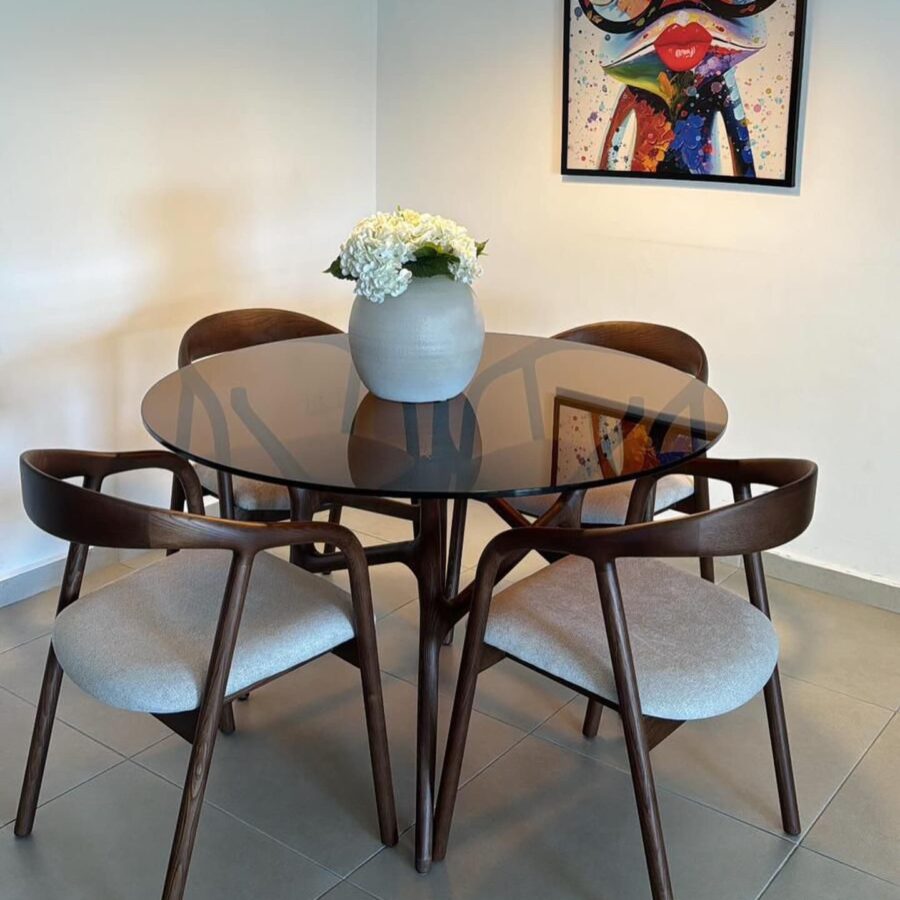 פינת אוכל עגולה "מילאן" - אגוז