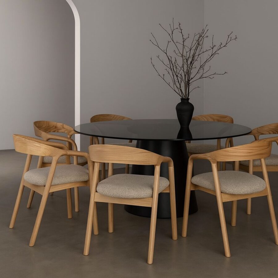 כסא אוכל ג'ורדן - טבעי מרופד אבן