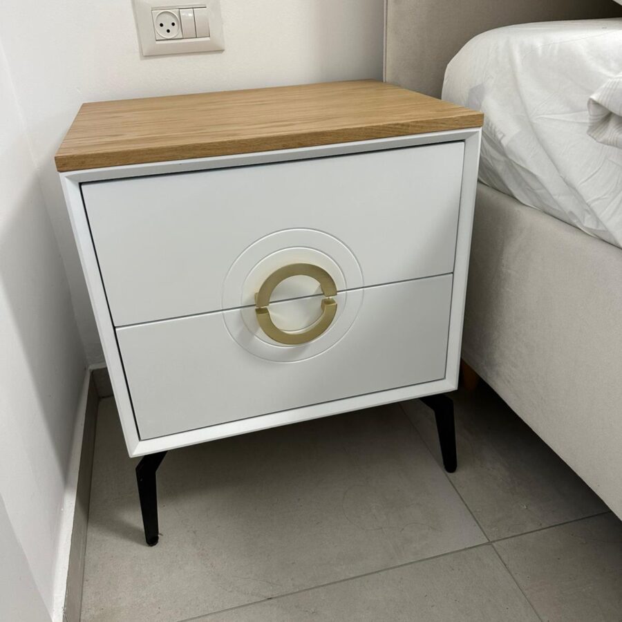 שידת צד דגם "GAL" - לבן/אלון טבעי