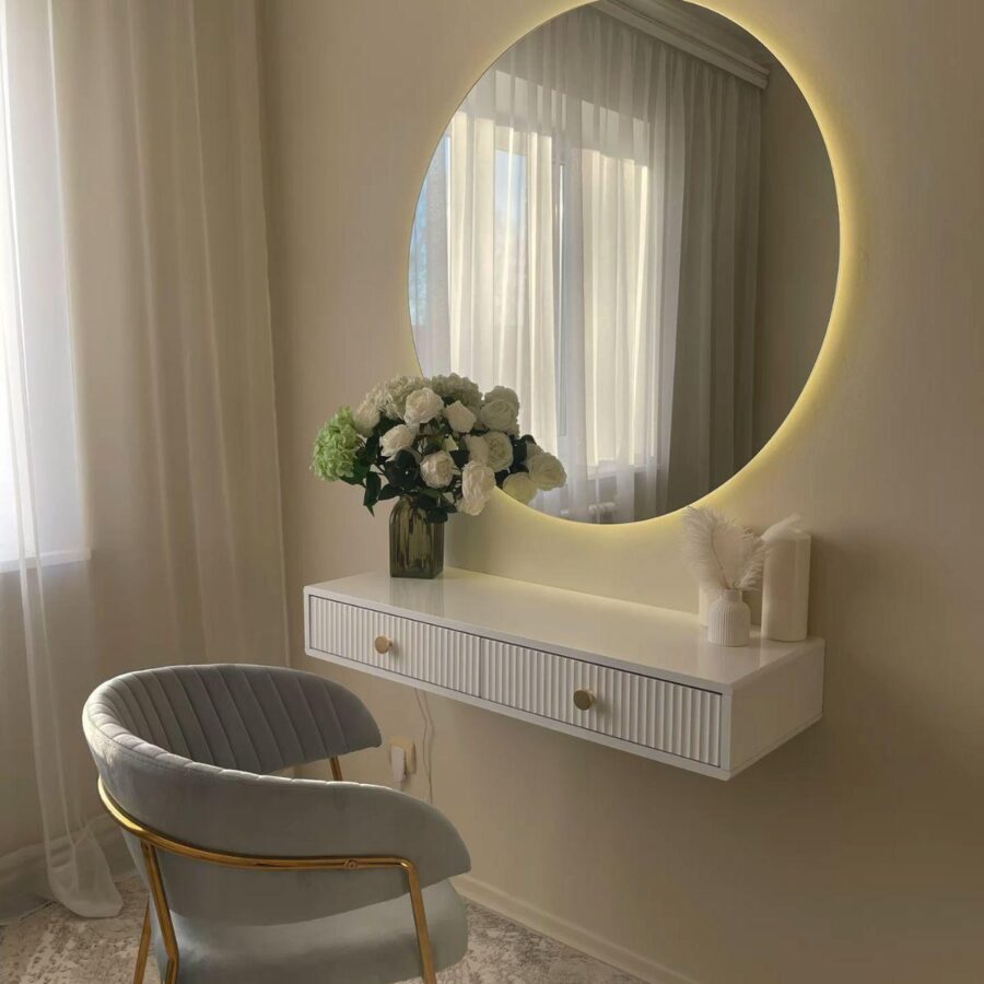 מראה עגולה מרחפת - ללא מסגרת