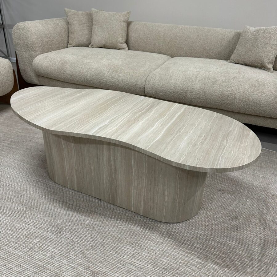 שולחן סלון אמורפי - דמוי טרוונטין