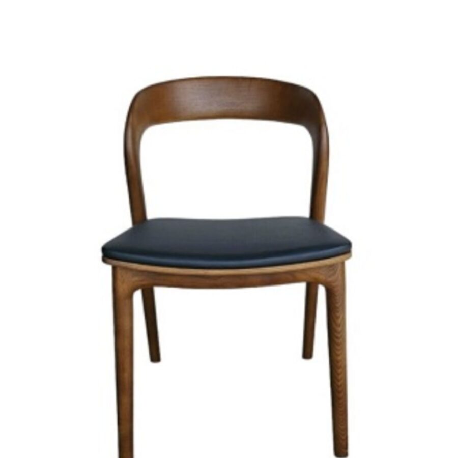 כסא אוכל סיטוטו - אגוז מושב דמוי עור שחור