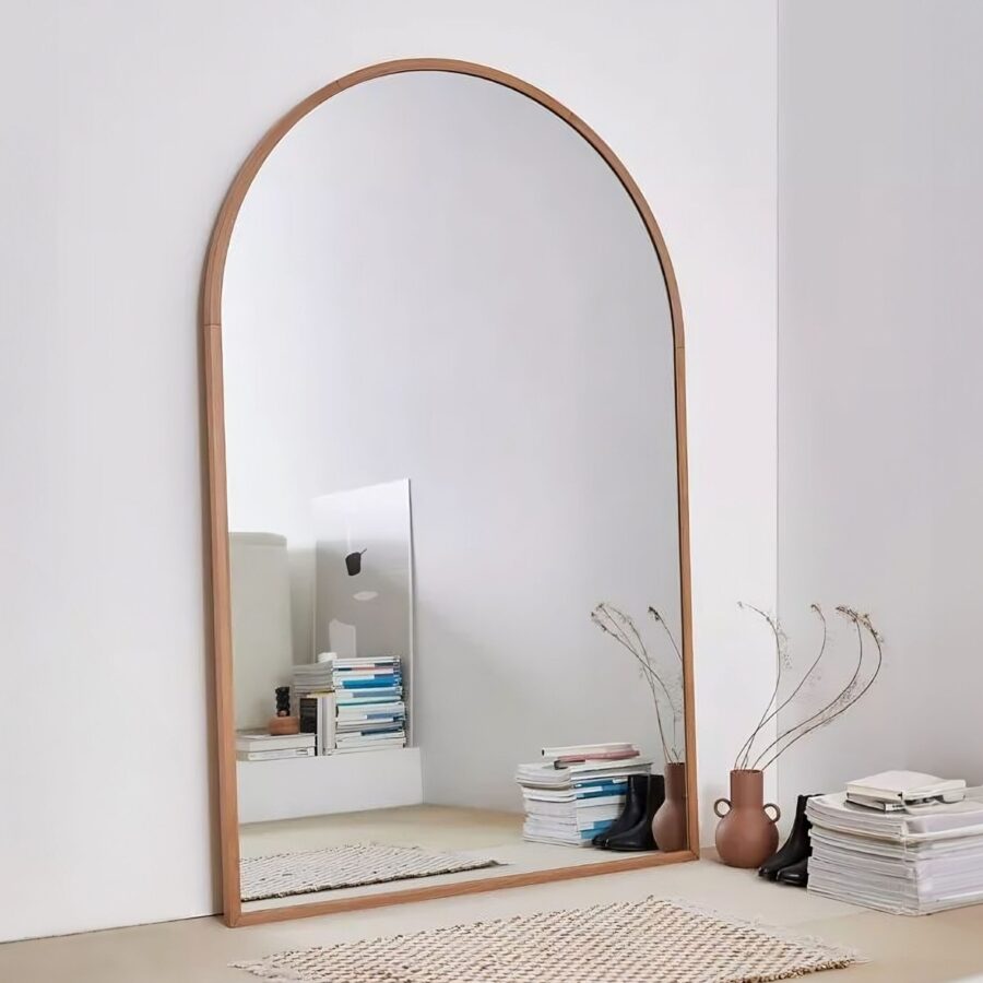 מראה חצי מעוגלת עץ - 100/180 ס"מ