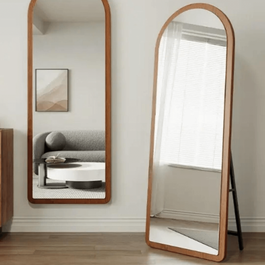 מראה חצי ירח משולבת עץ אגוז - LENY