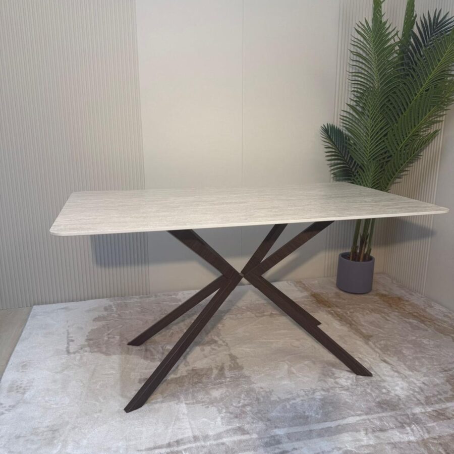 פינת אוכל VICTORIA רגל אגוז פלטה טרוונטין - 80/140 ס"מ