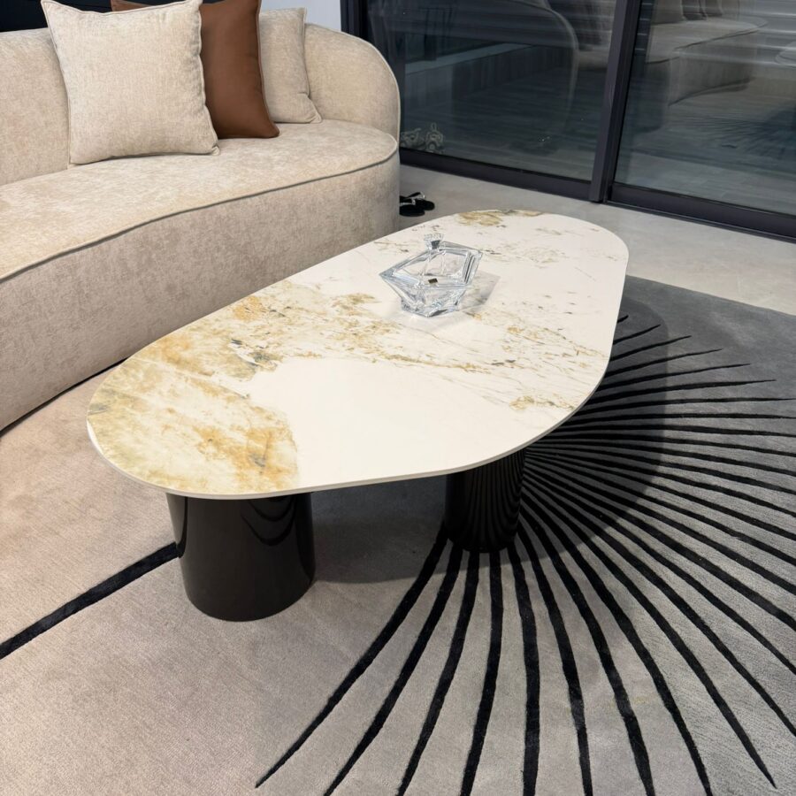 שולחן סלון אובלי דגם ROMY - שיש פורצלן