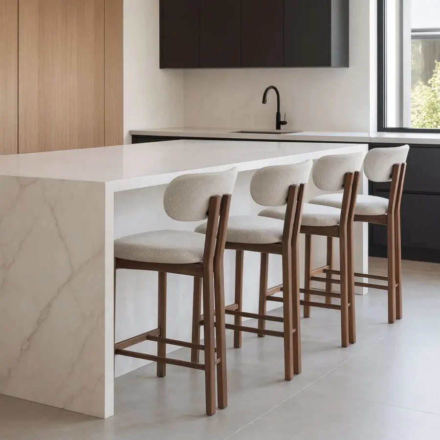 כסא בר מילאן - רגל אגוז מושב אבן