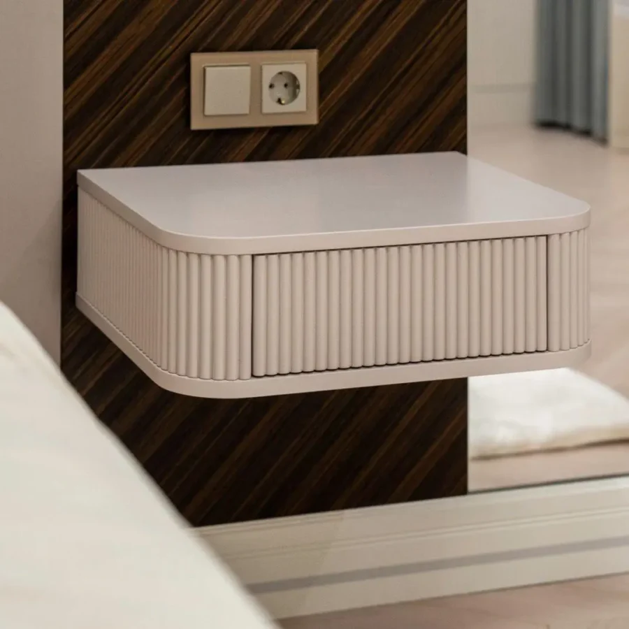 שידת צד "ROM" מרחפת - לבן