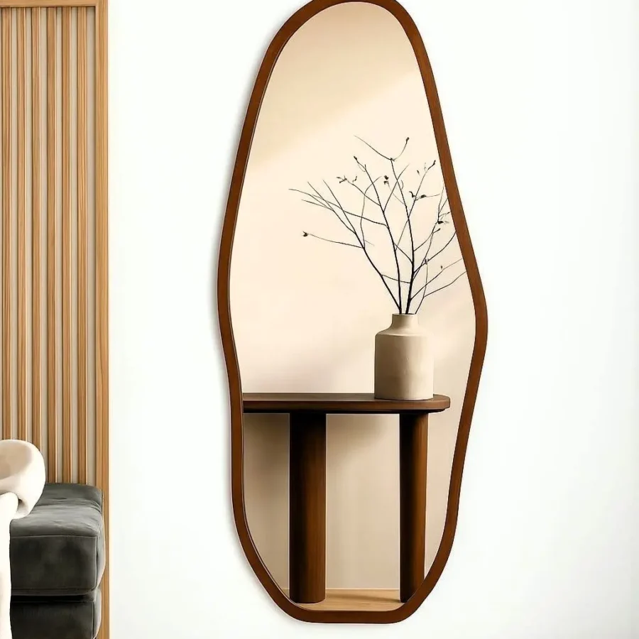 מראה אמורפית עץ - אגוז