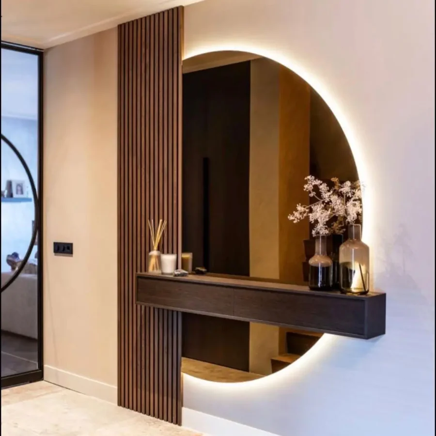 מראה חצי ירח מרחפת ללא מסגרת - ברונזה